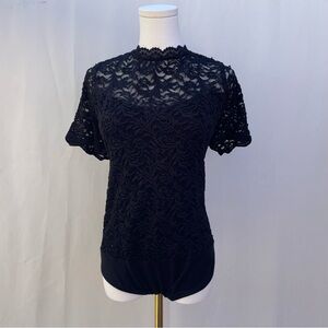 Torrid Black Lace Mock Neck Short Sleeve Bodysuit Size 2 (18/20)